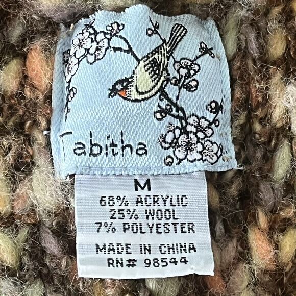 Tabitha Anthropologie Size M Season Stroll Cardigan Chunky Marled Knit Brown - Picture 9 of 11